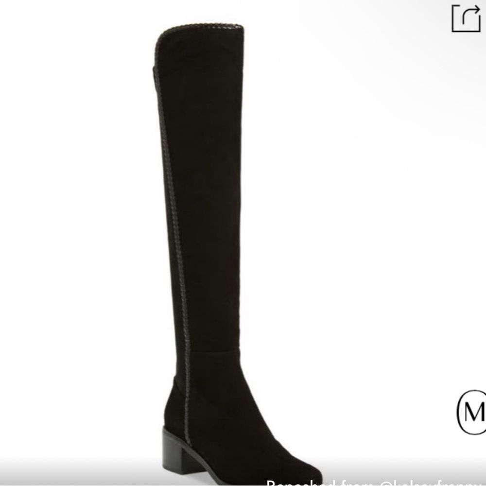 Aquadiva | Black Genuine Suede Leather Waterproof Over The Knee Boots Women 7.5